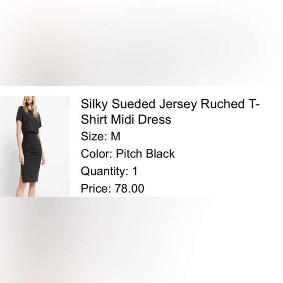 EXPRESS Silky Sueded Jersey Ruched T-Shirt Midi Dress, Great Condition! Medium - Picture 2 of 5